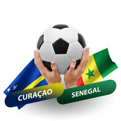 Soccer football competition match, national teams curacao vs senegal