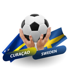 Soccer football competition match, national teams curacao vs sweden