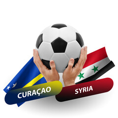 Soccer football competition match, national teams curacao vs syria