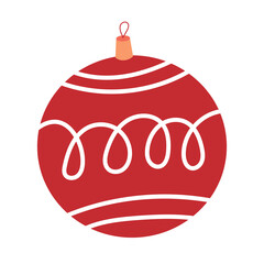 Christmas red ball doodle illustration. Element winter design