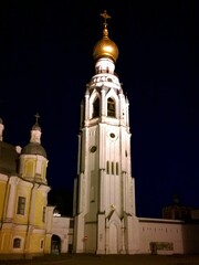 Ancient historical building of orthodox church cathedral in Russia, Ukraine, Belorus, Slavic people faith and beleifs in Christianity Vologda