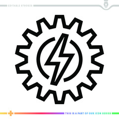 The editable line icon of energy consumption can be used as a customizable black stroke vector illustration.