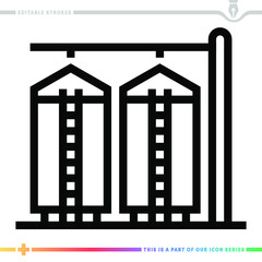 The editable line icon of food grains stock can be used as a customizable black stroke vector illustration.