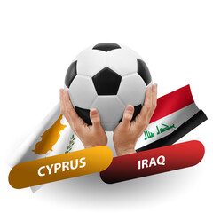 Soccer football competition match, national teams cyprus vs iraq