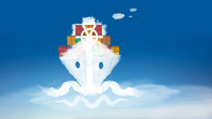 Cloud ship with helm, containers software concept
