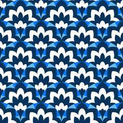 Abstract seamless blue pattern in Asian style.