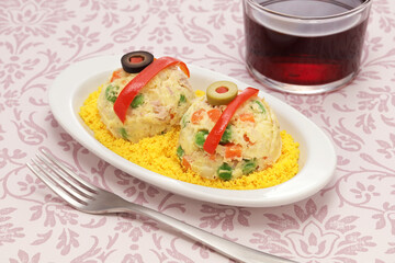ensaladilla rusa, Spanish food, Russian style potato salad