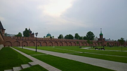 Ancient historical building of orthodox church cathedral in Russia, Ukraine, Belorus, Slavic people faith and beleifs in Christianity Tula