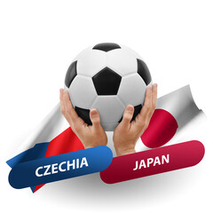 Soccer football competition match, national teams czechia vs japan