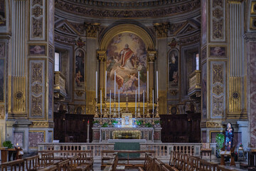 Fototapeta na wymiar The altar of the church of San Marcello al Corso in Rome