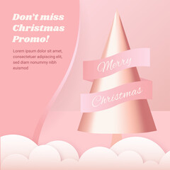 Christmas sale merry Christmas pink 3d elements podium