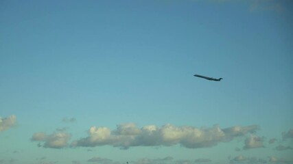 Airplane flight on the sky in slow motion 180fps