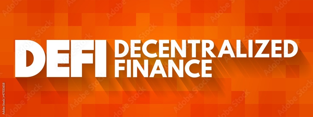Poster defi decentralized finance - blockchain-based form of finance that does not rely on central financia