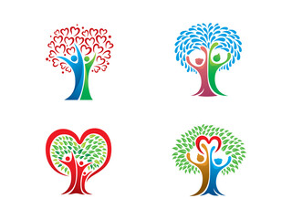 people and tree logo symbol or icon template