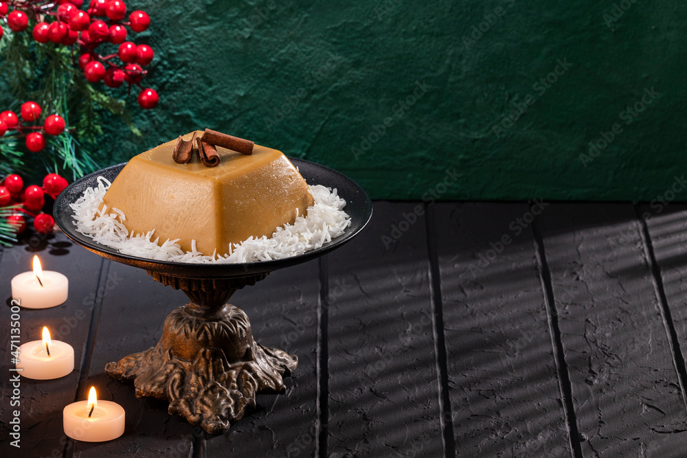 Poster Colombian dessert natilla traditionally served during Christmas