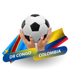 Soccer football competition match, national teams dr congo vs colombia