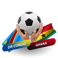 Soccer football competition match, national teams dr congo vs ghana