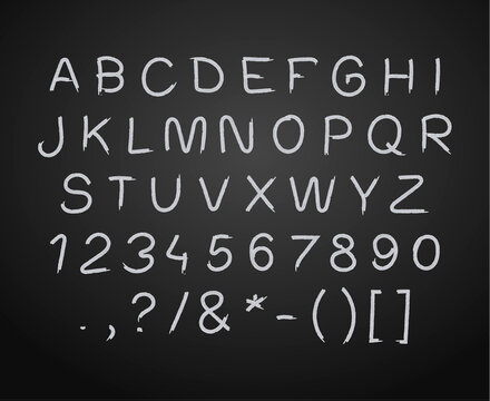 set of hand witten chalk drawn letters, Chalk Font template.
