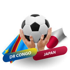 Soccer football competition match, national teams dr congo vs japan