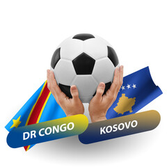 Soccer football competition match, national teams dr congo vs kosovo