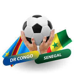 Soccer football competition match, national teams dr congo vs senegal