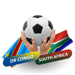 Soccer football competition match, national teams dr congo vs south africa