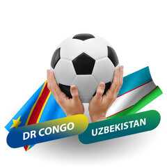 Soccer football competition match, national teams dr congo vs uzbekistan