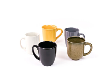 Coffee mugs on white background