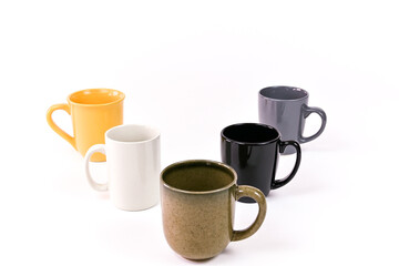 Coffee mugs on white background