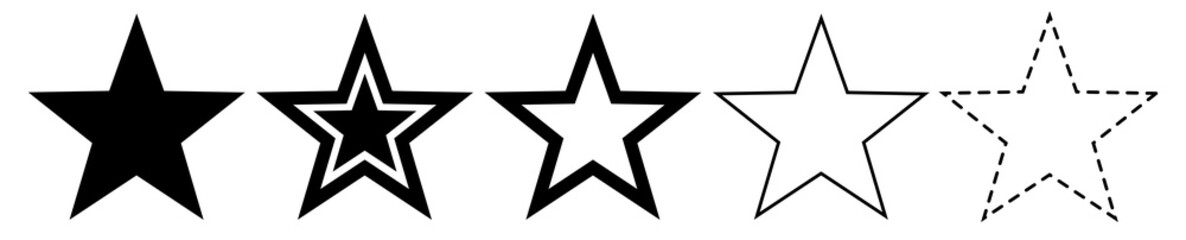 Star icon set. Different stars collection. Vector illustration isolated on white background.