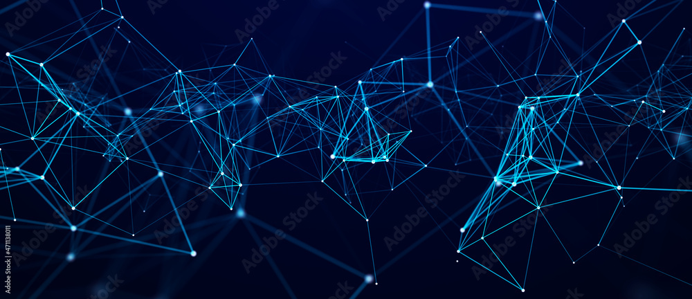 Leinwandbilder Abstract digital background of points and lines. Glowing plexus. Big data. Network or connection. Abstract technology science background. 3d rendering