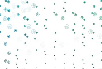 Light Blue, Green vector template with ice snowflakes.