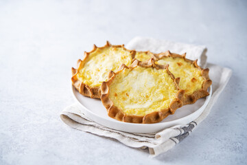 Rye pies with potatoes, Russian and Finnish cuisine. Karelian Pirakka