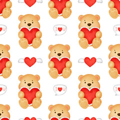 Watercolor valentine's day seamless pattern