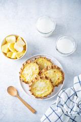 Rye pies with potatoes, Russian and Finnish cuisine. Karelian Pirakka