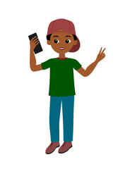 A black boy taking selfie