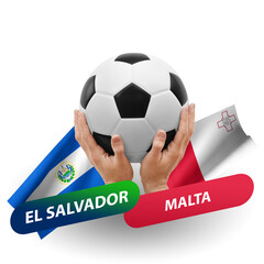 Soccer football competition match, national teams el salvador vs malta