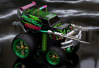 Fototapeta premium Monstertruck with guns