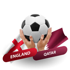 Soccer football competition match, national teams england vs qatar