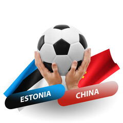 Soccer football competition match, national teams estonia vs china