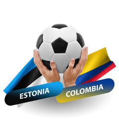 Soccer football competition match, national teams estonia vs colombia