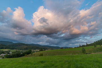 Fototapeta na wymiar Sunset near Michalova village in national park Muranska planina