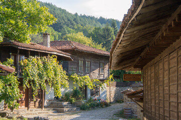 Street in the village of Zheravna in the morning, Bulgaria