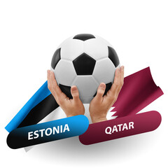 Soccer football competition match, national teams estonia vs qatar