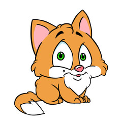 Small ginger cat big eyes illustration cartoon