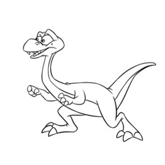 Cheerful dinosaur runs character animal illustration cartoon contour