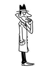 Man looking attentively character illustration cartoon contour