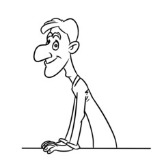 Young man looking smile illustration cartoon contour