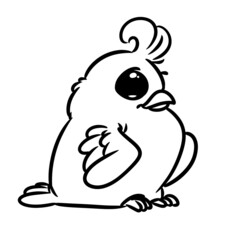 Little bird big eyes character illustration cartoon contour