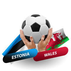 Soccer football competition match, national teams estonia vs wales